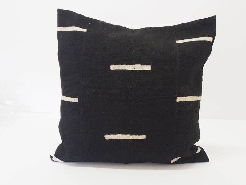 Black Cushion - black with white lines 50 x 50cm